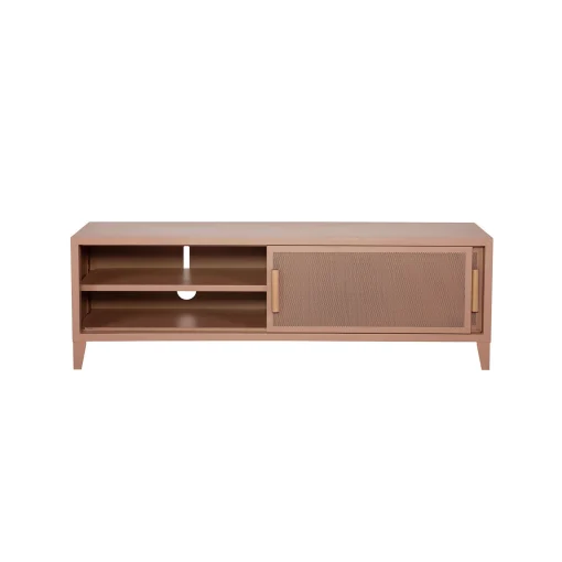 Clearance Meuble Tv B2 Bas Perfore Metal Rose / L 120 X H 51 Cm - Poignees Chene - Unisexe Commodes Buffets Armoires
