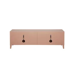Clearance Meuble Tv B2 Bas Perfore Metal Rose / L 120 X H 51 Cm - Poignees Chene - Unisexe Commodes Buffets Armoires