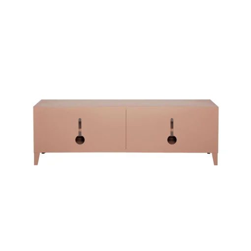 Clearance Meuble Tv B2 Bas Perfore Metal Rose / L 120 X H 51 Cm - Poignees Chene - Unisexe Commodes Buffets Armoires