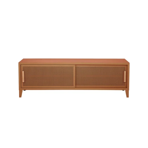 Flash Sale Meuble Tv B2 Bas Perfore Metal Orange Marron Beige / L 120 X H 51 Cm - Poignees Chene - Unisexe Commodes Buffets Armoires