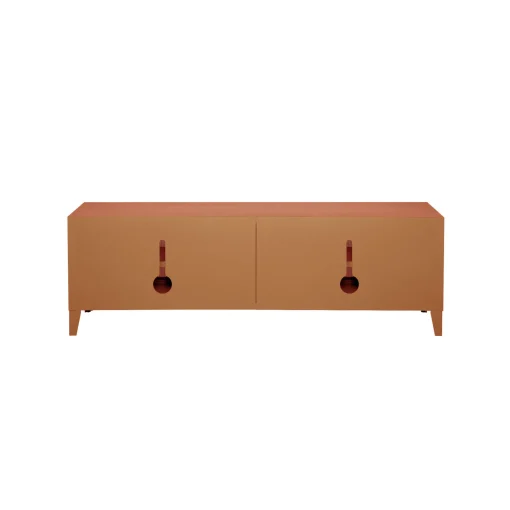 Flash Sale Meuble Tv B2 Bas Perfore Metal Orange Marron Beige / L 120 X H 51 Cm - Poignees Chene - Unisexe Commodes Buffets Armoires