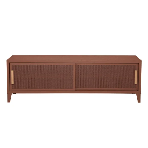Shop Meuble Tv B2 Bas Perfore Metal Marron / L 160 X H 51 Cm - Poignees Chene - Unisexe Commodes Buffets Armoires