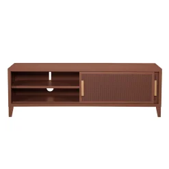 Shop Meuble Tv B2 Bas Perfore Metal Marron / L 160 X H 51 Cm - Poignees Chene - Unisexe Commodes Buffets Armoires