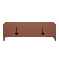 Shop Meuble Tv B2 Bas Perfore Metal Marron / L 160 X H 51 Cm - Poignees Chene - Unisexe Commodes Buffets Armoires