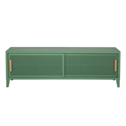 Outlet Meuble Tv B2 Bas Perfore Metal Vert / L 160 X H 51 Cm - Poignees Chene - Unisexe Commodes Buffets Armoires