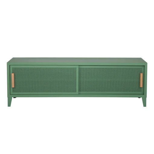Outlet Meuble Tv B2 Bas Perfore Metal Vert / L 160 X H 51 Cm - Poignees Chene - Unisexe Commodes Buffets Armoires