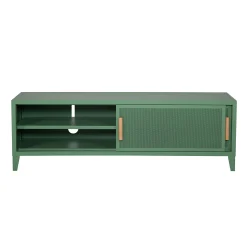 Outlet Meuble Tv B2 Bas Perfore Metal Vert / L 160 X H 51 Cm - Poignees Chene - Unisexe Commodes Buffets Armoires