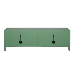 Outlet Meuble Tv B2 Bas Perfore Metal Vert / L 160 X H 51 Cm - Poignees Chene - Unisexe Commodes Buffets Armoires