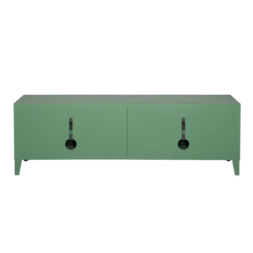 Outlet Meuble Tv B2 Bas Perfore Metal Vert / L 160 X H 51 Cm - Poignees Chene - Unisexe Commodes Buffets Armoires