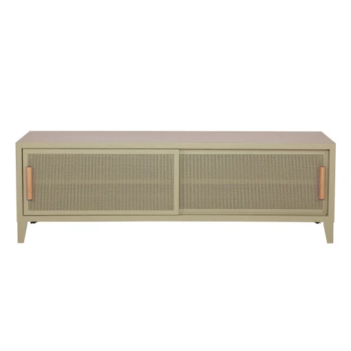 Shop Meuble Tv B2 Bas Perfore Metal Beige / L 160 X H 51 Cm - Poignees Chene - Unisexe Commodes Buffets Armoires