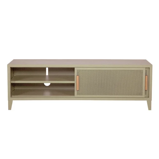 Shop Meuble Tv B2 Bas Perfore Metal Beige / L 160 X H 51 Cm - Poignees Chene - Unisexe Commodes Buffets Armoires