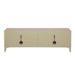 Shop Meuble Tv B2 Bas Perfore Metal Beige / L 160 X H 51 Cm - Poignees Chene - Unisexe Commodes Buffets Armoires