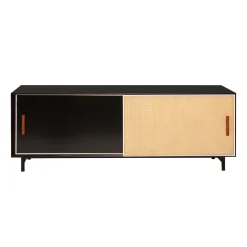 Cheap Meuble Tv Essence Bois Noir / L 140 X H 42 Cm - Rotin - Unisexe Meubles Tv