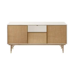 Outlet Meuble Tv  Fibre Vegetale Bois Blanc / L 160 X H 80 Cm - Fibre Naturelle & Laque - Unisexe Commodes Buffets Armoires