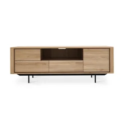 Cheap Meuble Tv Shadow Noir Bois Naturel / Chene Massif - L 180 Cm - Unisexe Commodes Buffets Armoires