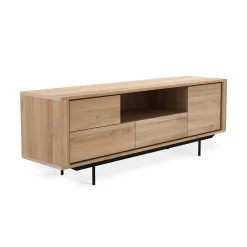 Cheap Meuble Tv Shadow Noir Bois Naturel / Chene Massif - L 180 Cm - Unisexe Commodes Buffets Armoires