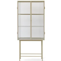 Fashion Meuble Vitrine Haze Metal Verre Beige / Vitrine - L 70 X H 155 Cm - Verre Cannele - Unisexe Commodes Buffets Armoires