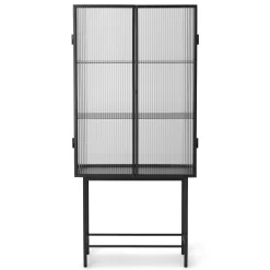 Fashion Meuble Vitrine Haze Metal Verre Noir / Vitrine - L 70 X H 155 Cm - Verre Cannele - Unisexe Commodes Buffets Armoires