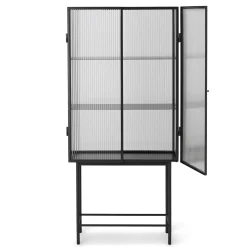 Fashion Meuble Vitrine Haze Metal Verre Noir / Vitrine - L 70 X H 155 Cm - Verre Cannele - Unisexe Commodes Buffets Armoires