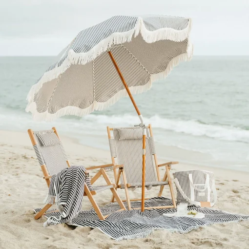 Store Parasol The Premium Beach Tissu Bois Bleu / O 180 Cm - Inclinable - Unisexe Parasols