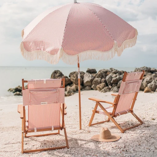 Best Sale Parasol The Premium Beach Tissu Bois Rose / O 180 Cm - Inclinable - Unisexe Parasols