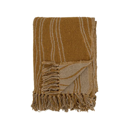 Shop Plaid Ginna Tissu Jaune / 160 X 130 Cm - Coton Recycle - Unisexe Linge De Lit