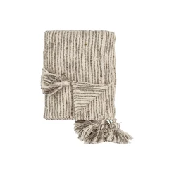 Cheap Plaid Giovanna Tissu Beige / 150 X 125 Cm - Coton & Laine - Unisexe Linge De Lit