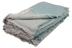 Clearance Plaid Vice Versa Tissu Bleu Vert / 140 X 250 Cm - Lin - Unisexe Linge De Lit