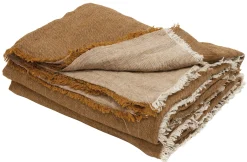 Discount Plaid Vice Versa Tissu Marron / 140 X 250 Cm - Lin - Unisexe Linge De Lit