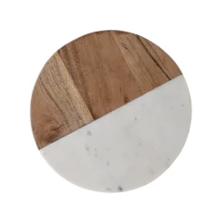 Store Planche À Découper Gya Pierre Blanc Bois Naturel / O 25,5 Cm - Bois & Marbre - Unisexe Couteaux Et Planches À Découper