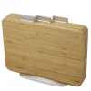 New Planche À Découper Index Bois Naturel Bambou / Set De 3 + Support - Unisexe Couteaux Et Planches À Découper