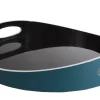 Hot Plateau Basile Small Bois Bleu Noir / Bois - O 40 Cm - Unisexe Plateaux Et Plats De Service