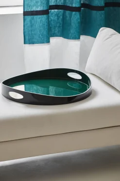 Hot Plateau Basile Small Bois Bleu Noir / Bois - O 40 Cm - Unisexe Plateaux Et Plats De Service