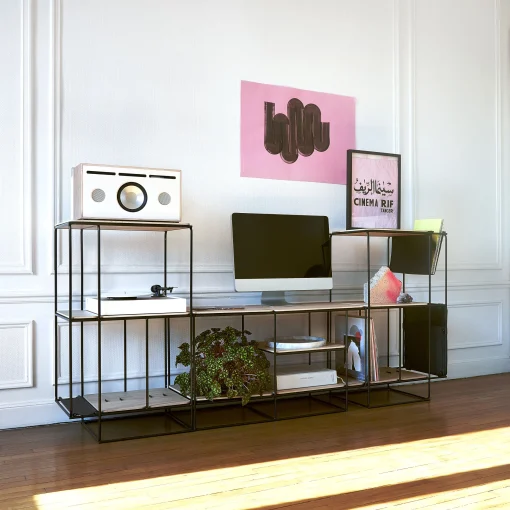 New Platine Vinyle Square Bois Naturel / Enceinte Haute Fidelite - Unisexe Enceintes Audio Son