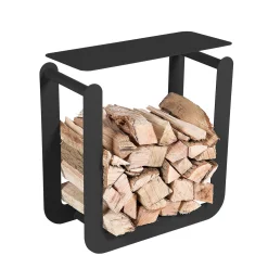 Best Sale Porte-Buches Nevado Metal Noir / Tabouret - L 60 X H 60 Cm - Unisexe Déco Et Accessoires De Jardin