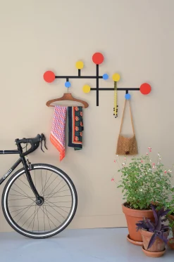 Best Portemanteau Mural Piet Metal Multicolore Noir / 9 Patères / Modulable - Unisexe Portemanteaux Patères Portants