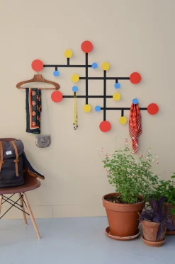 Best Portemanteau Mural Piet Metal Multicolore Noir / 9 Patères / Modulable - Unisexe Portemanteaux Patères Portants