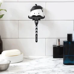 Fashion Porte-Rasoir Mr Razor Plastique Blanc Noir / Avec Ventouse - Unisexe Accessoires Salle De Bains