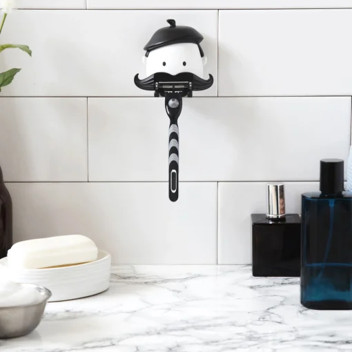 Fashion Porte-Rasoir Mr Razor Plastique Blanc Noir / Avec Ventouse - Unisexe Accessoires Salle De Bains