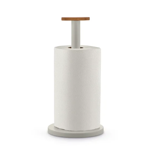Sale Porte-Rouleau Essuie-Tout Mattina Metal Gris / Acier & Bambou - Unisexe Nettoyage Et Rangement