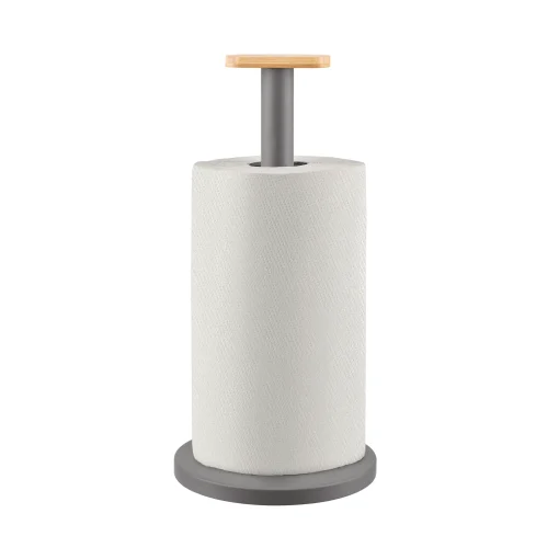 Cheap Porte-Rouleau Essuie-Tout Mattina Metal Gris / Acier & Bambou - Unisexe Nettoyage Et Rangement