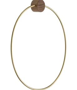 Best Sale Porte-Serviettes Mural Brass Bois Or Bois Naturel Metal - Unisexe Accessoires Salle De Bains