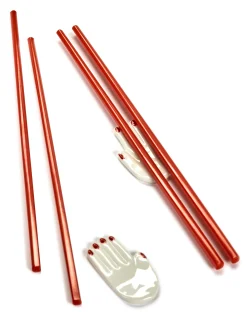Best Pose-Baguettes Mains Ceramique Blanc / Set De 2 (Baguettes Japonaises Incluses) - Unisexe Accessoires Cuisine