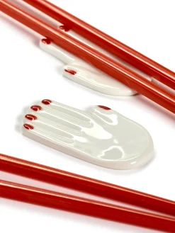 Best Pose-Baguettes Mains Ceramique Blanc / Set De 2 (Baguettes Japonaises Incluses) - Unisexe Accessoires Cuisine