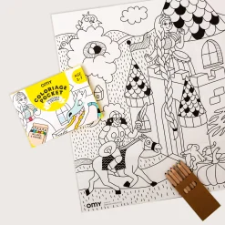 Shop Poster A Colorier Coloriage Pocket - Princesses & Dragons Papier Blanc Noir / 52 X 38 Cm - Unisexe Jeux Et Loisirs