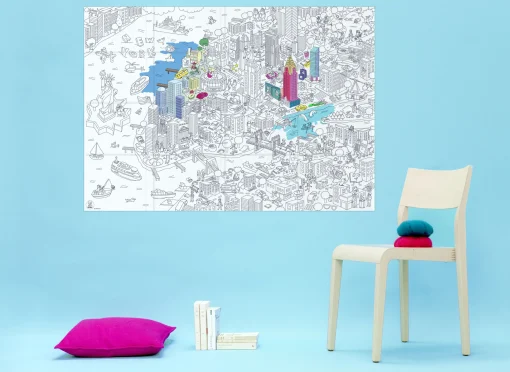 Fashion Poster A Colorier Papier Blanc Noir / 100 X 70 Cm - Unisexe Jeux Et Loisirs