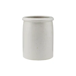 Best Sale Pot A Ustensiles Pion Ceramique Blanc Gris / O 11 X H 15 Cm - Porcelaine Mouchetee - Unisexe Nettoyage Et Rangement