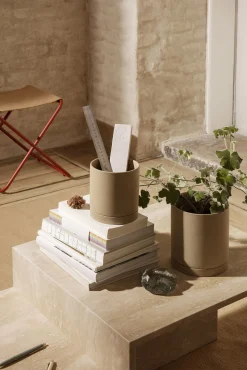 Clearance Pot De Fleurs Sekki Medium Ceramique Beige / O 13,5 X H 15,7 Cm - Gres - Unisexe Pots Et Plantes