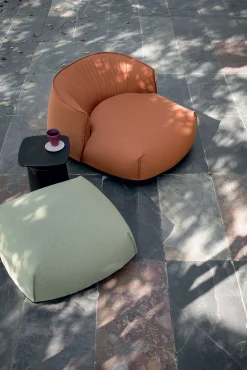 Shop Pouf Brioni Outdoor Tissu Vert / Large - 108 X 108 Cm - Unisexe Poufs Coussins Tapis D'extérieur