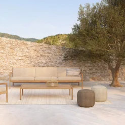 Store Pouf Donut Outdoor Tissu Marron Gris / O 50 Cm - Unisexe Poufs Coussins Tapis D'extérieur